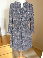 DR2 Dress Daniel Rainn Size M Short Ditsy Floral Print Elastic & Tie Waist