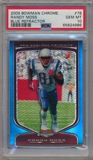 RANDY MOSS 2009 Bowman CHROME Blue REFRACTOR /150 #78 PSA 10 GEM MINT Pop 1