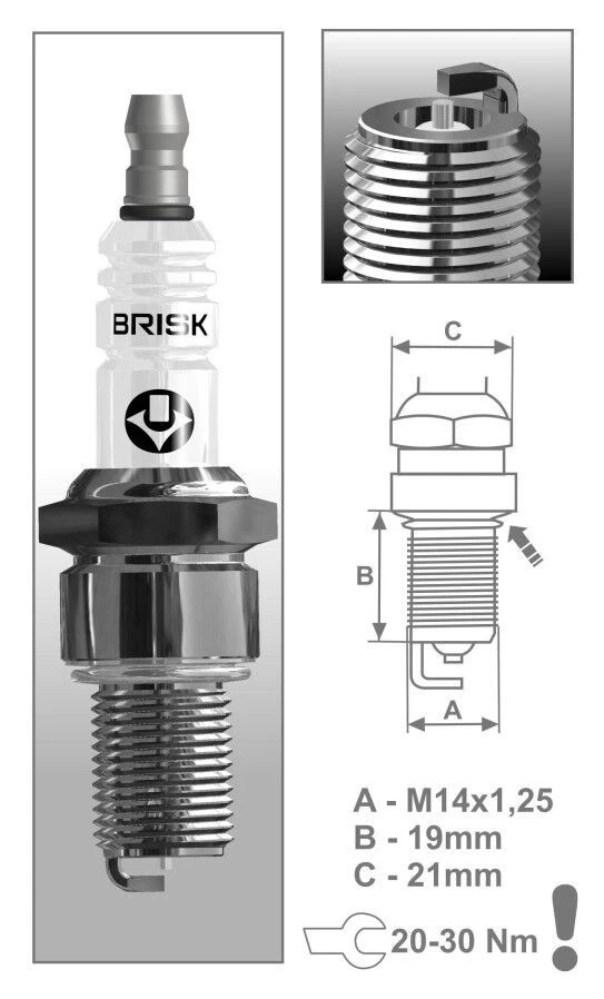 Spark Plug Silver Racing  for KAWASAKI KX 80 1985 1986 1987 1988 1989 1990 - Image 2 of 2
