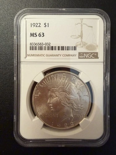 1922 Peace Dollar $1 Silver Coin NGC MS 63 Philadelphia