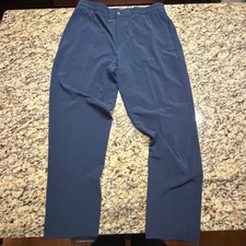 Banana Republic Airstretch Pants Blue Elastic Waist Straight Leg Womens L ws