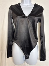 NWT H M Black Long Sleeve Bodysuit Women's Small