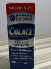 Regular Strength Stool Softener 100 mg Capsules 100 Count Docusate Sodium Sti...