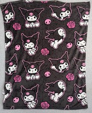 Kuromi By Sanrio Plush Throw Blanket Roses Are Cute 40x50 Pink Black Soft Cozy