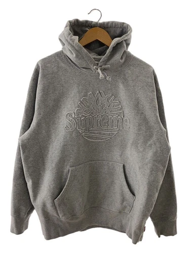 Felpa Supreme con cappuccio L cotone grigio usata
