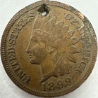 1899 Holed Indian Head Cent Exact Coin Imaged #IND2292