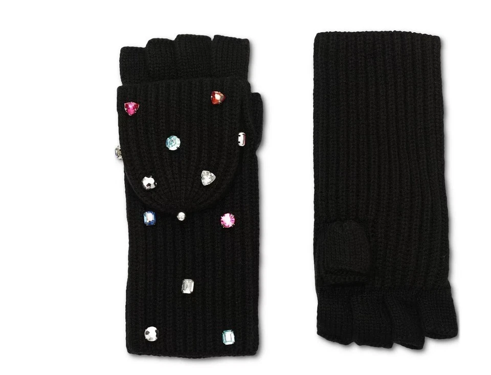 KATE SPADE NY Gema Embellecida Mujer Guantes Sin Dedos - Negro (Falta 1 gema) Foto 3 de 4