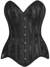 Daisy Corset Top Drawer Black Sheer Mesh Net Lace Steel Boned Overbust Bustier