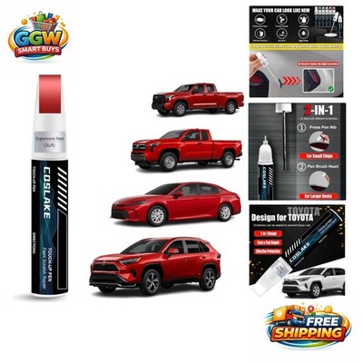 Quick & Easy 2-in-1 Touch Up Paint for Supersonic Red Toyota Cars - 2024 Models