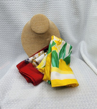 Lot: 2 Beautiful Vintage Scarves Made in Italy, Yellow and Red motif, mix it up 