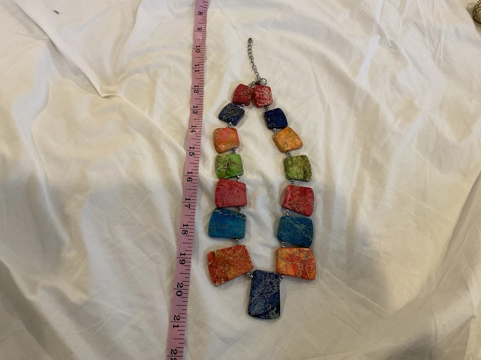 Collar Lucas Lameth LUC 925 Plata Turquesa Coral Boho Arco Iris Rosa Verde Foto 3 de 4