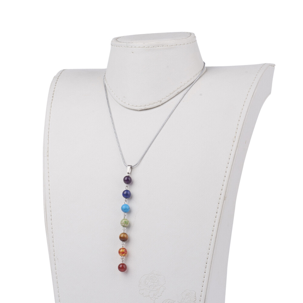 Chakra Edelstahl Anhänger Mit Stein – Halskette Mit Federverschluss (16,6 Cm)