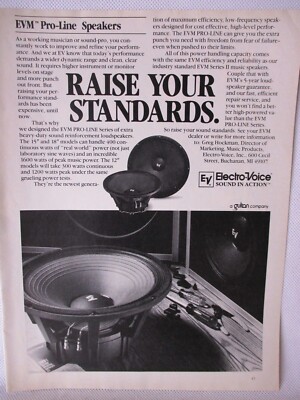 EVM Pro-line Speakers EV Electro-Voice 1983 Vintage Print Ad Music Room Man Cave