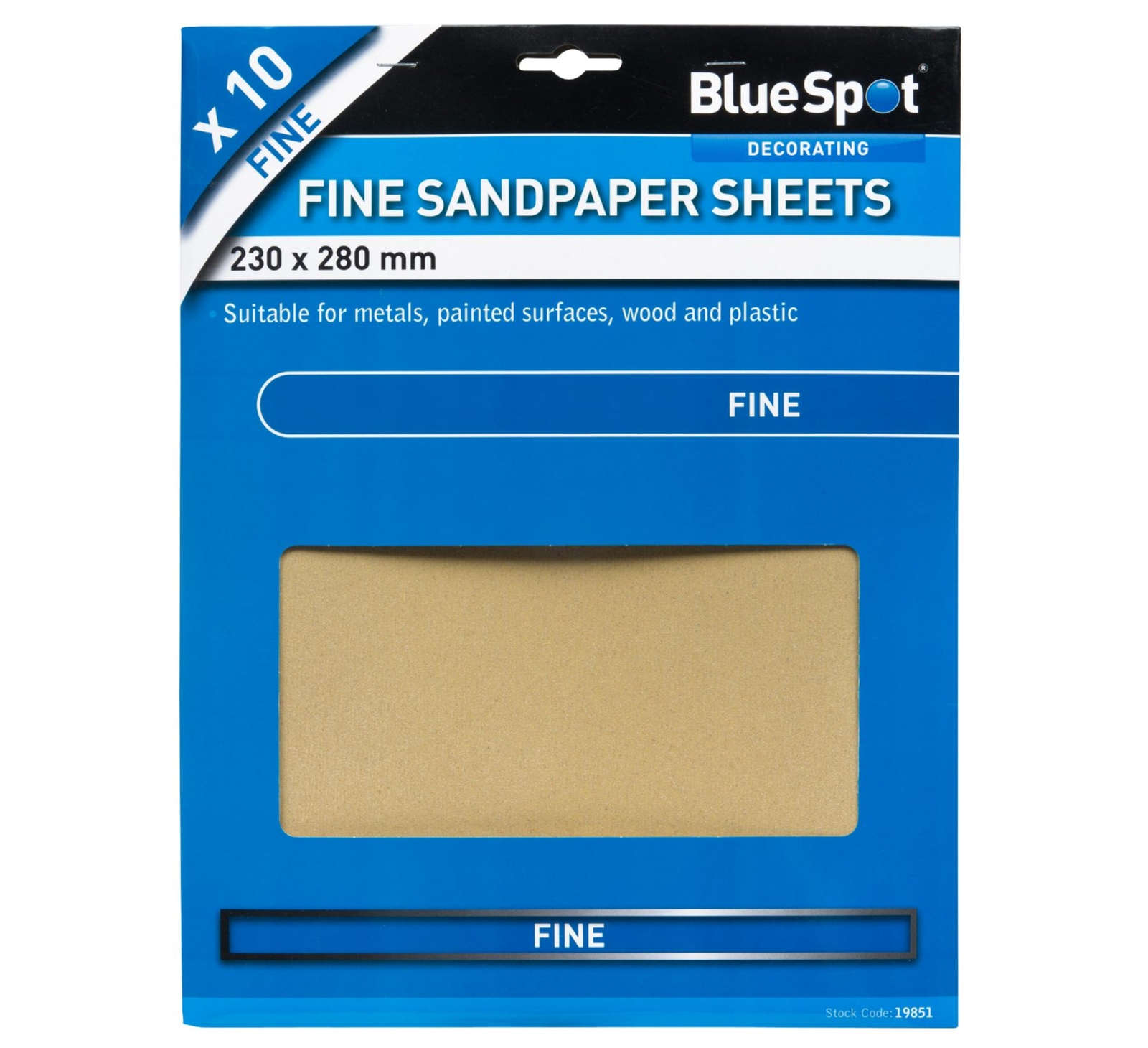 BlueSpot Packs of Sanding Sheet Sandpaper Coarse Medium Fine Or