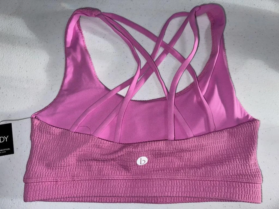 Sujetador deportivo Body By algodón con tiras en la espalda texturizado neón orquídea talla mediana Foto 2 de 2