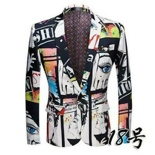 Herren chinesischer Stil Blumendruck Revers Mantel Jacke schmale Passform lässig Langarm - Bild 42 von 51