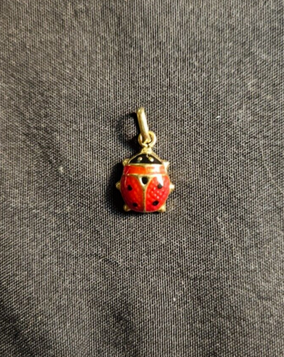 Vintage 14k Yellow Gold Red Enameled Ladybug Charm No Chain
