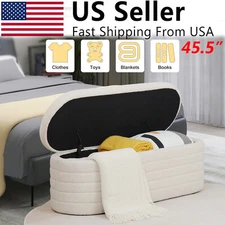45.5" Modern Teddy Velvet Storage Ottoman Upholstered Bedroom End of Bed Bench