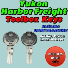 2 Yukon / Harbor Freight Toolbox keys cut to code for key codes E00-E30, A00-A30