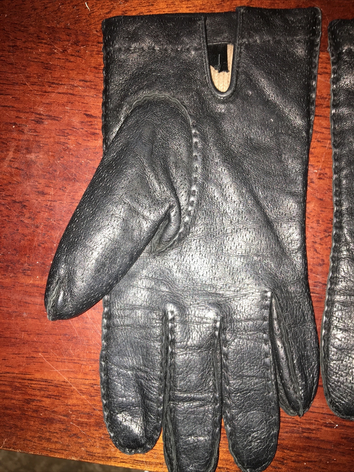 Mens Debenhams black leather gloves Medium eBay