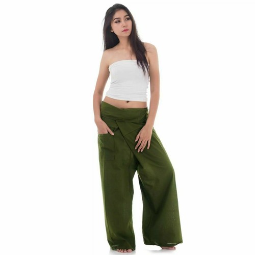 Thai YOGA Fisherman Trousers Workout Baggy Pants Hippie Boho Men & Women Unisex - Picture 6 of 35