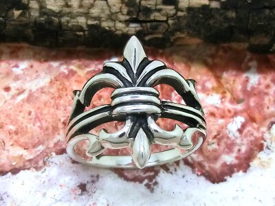 Lilie Fleur de Lys 925 Sterling Silber Ring Gr. 63 Lilien französische Lilie