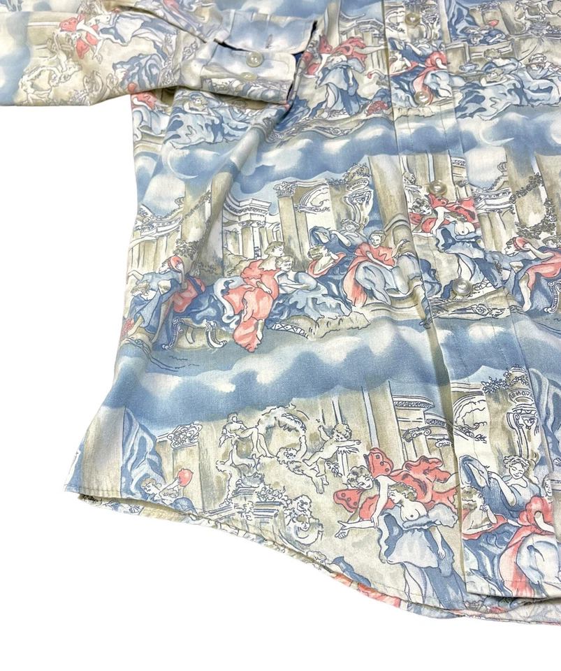 Vintage 70s Daily Double Rockabilly Victorian Ladies Button Up Shirt Mens M 15 - Image 3 of 4