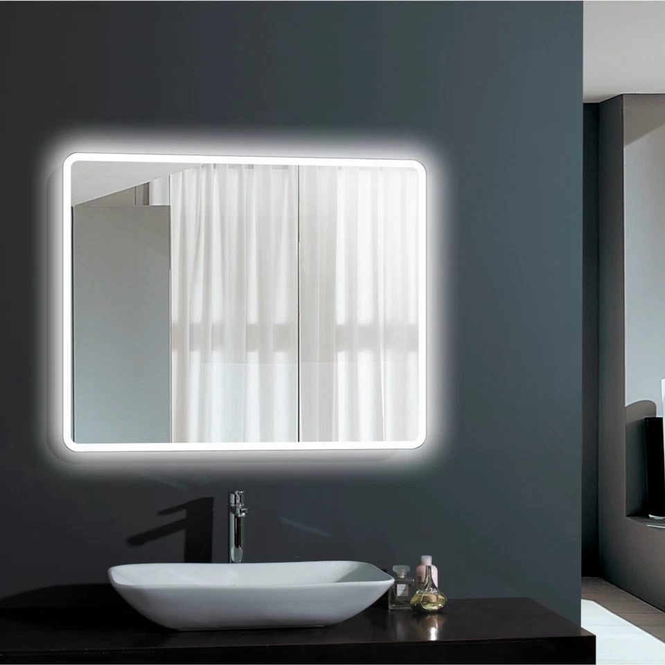 Specchio bagno rettangolare LED retroilluminato e accensione touch tattile -AGAT - Immagine 2 di 4
