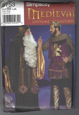 Simplicity Pattern 9753 Simplicity Pattern 9753 Medieval Renaissance Wizard SZ 42-48 Cape Hood ...