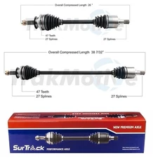 SurTrack Pair Set of 2 Front CV Axle Shafts For Hyundai Sonata Kia Optima 2.4l