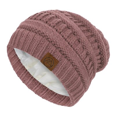 Beanies Women Satin Lined Winter Silk Lined Slouchy Knit Hat  display picture 3