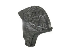 Leather Aviator Cap Black, Repro German WW2 Size Large