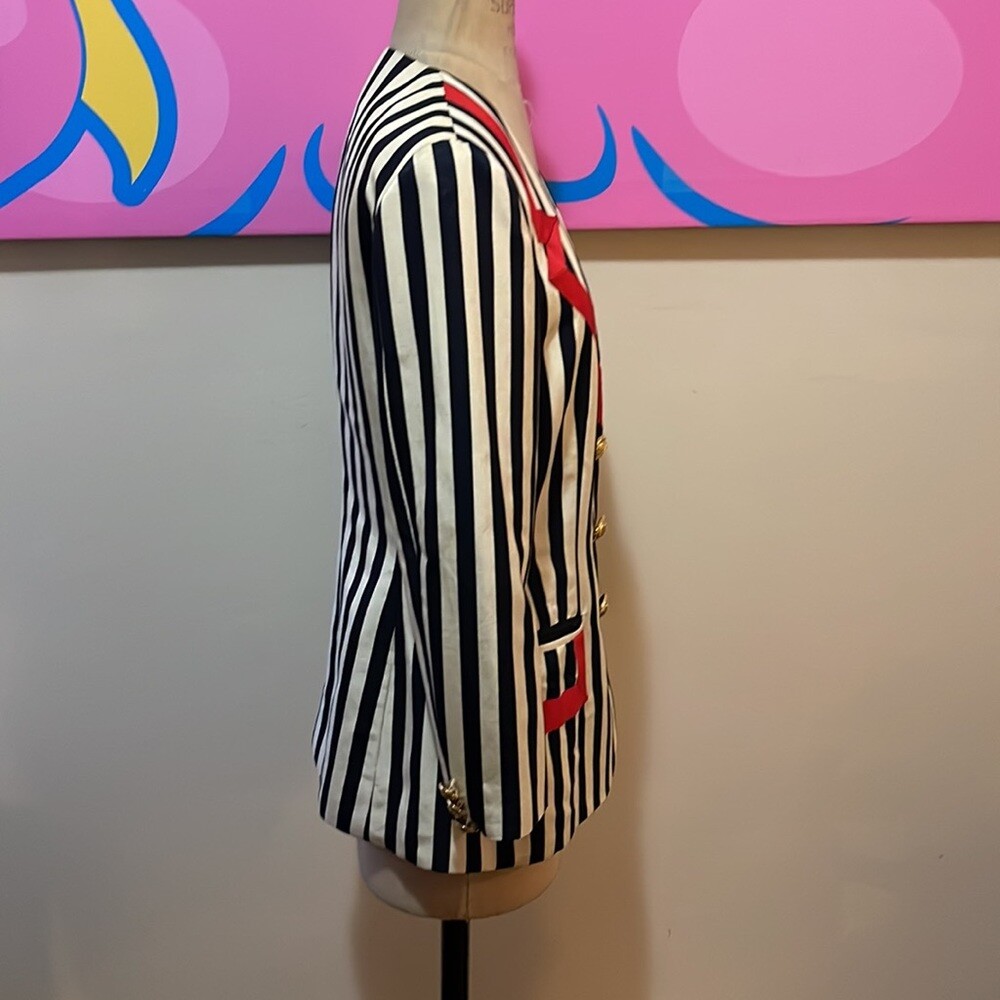 Moschino Cheap and Chic Striped Blazer Red Trim | eBay Moschino Cheap and Chic Striped Blazer Red Trim | eBay