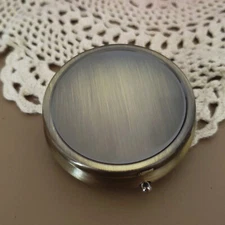 Pill Box Case Organizer Holder Decorative Metal Round Small Pocket Purse Travel 