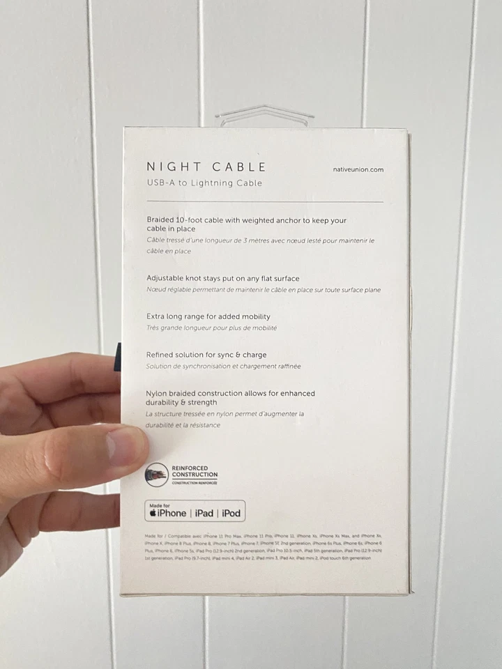Native Union Night Cable USB-A Cable 10ft Indigo Blue for iPhone iPad Reinforced - Image 3 of 4