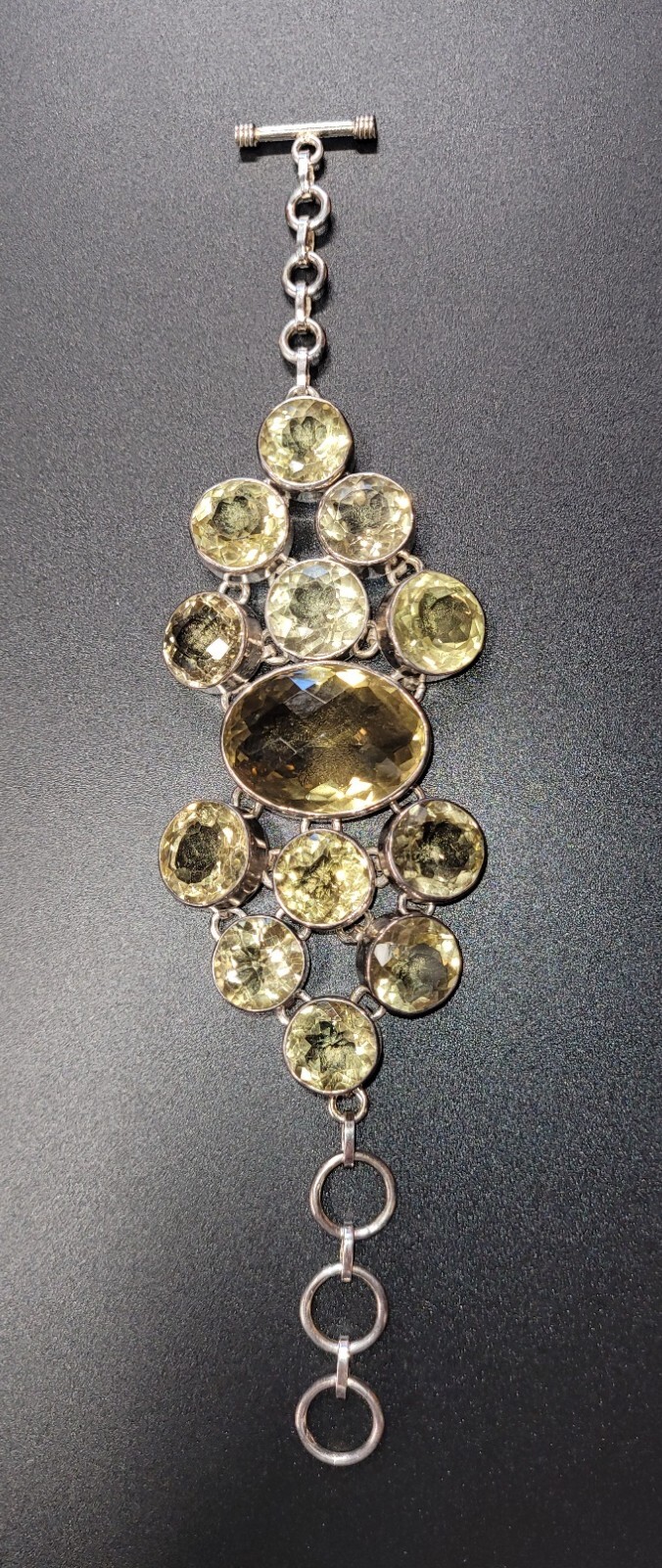 925 Silver Adjustable Citrine Quartz Gemstone Bracelet for Women  -image