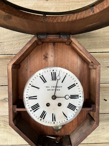 Antique Wall Clock Emil(e) Friedley Of Bradford Large With Inlays C:-1880s. - Picture 18 of 24