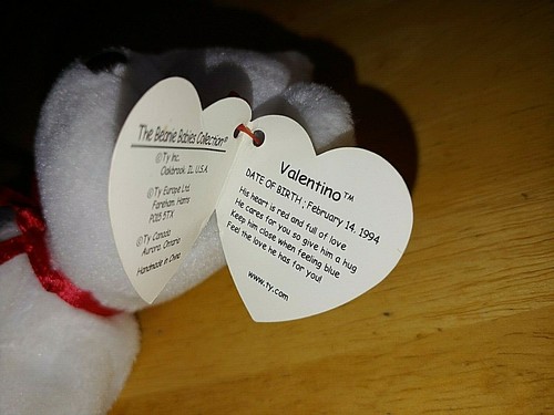 "VALENTINO" ORIG. TY BEANIE BABY FEB.14, 1994-EXC. W/TAG-PVC PELLETS-TAG ERRORS - Picture 4 of 5