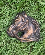 Horse Head Vintage Belt Buckle Country Western Cowboy Brass MCM Bronze