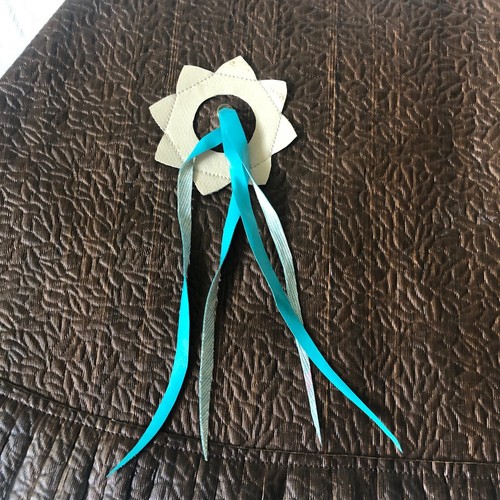 Little Girl 4 Faux Leather Brown Cowgirl Skirt Fringed Blue Ribbon Flowers Rodeo - Picture 4 of 12