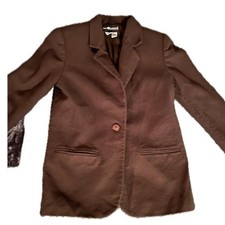 Vintage 90s 100 Wool Brown Classic Single Button Blazer Women's Sz 6P Timeless