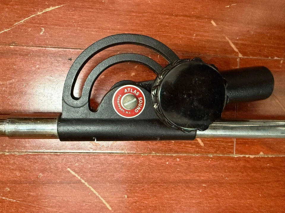 Atlas Sound Vintage Heavy Cast Iron Triangular Base Microphone Stand USA - Image 4 of 4