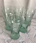 Set of 6 NWT Vintage LIBBEY COKE Coca-Cola Juice Glass Mini Green 6 oz 4.5"