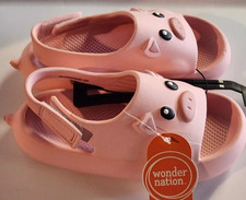 Wonder Nation Pink Pig Critter Girls Size 9-10 Sandals Water Slides