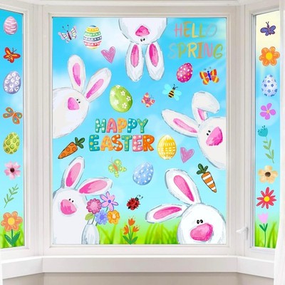 Easter Window Clings Decorations for Glass Easter Window Stickers Decal Large Bu