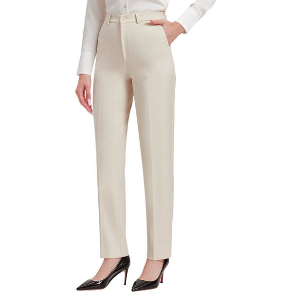 Business Hose Damen Stoffhose Tall Fit Lange Beine BüGelfrei Beige 3XL Elegant-image