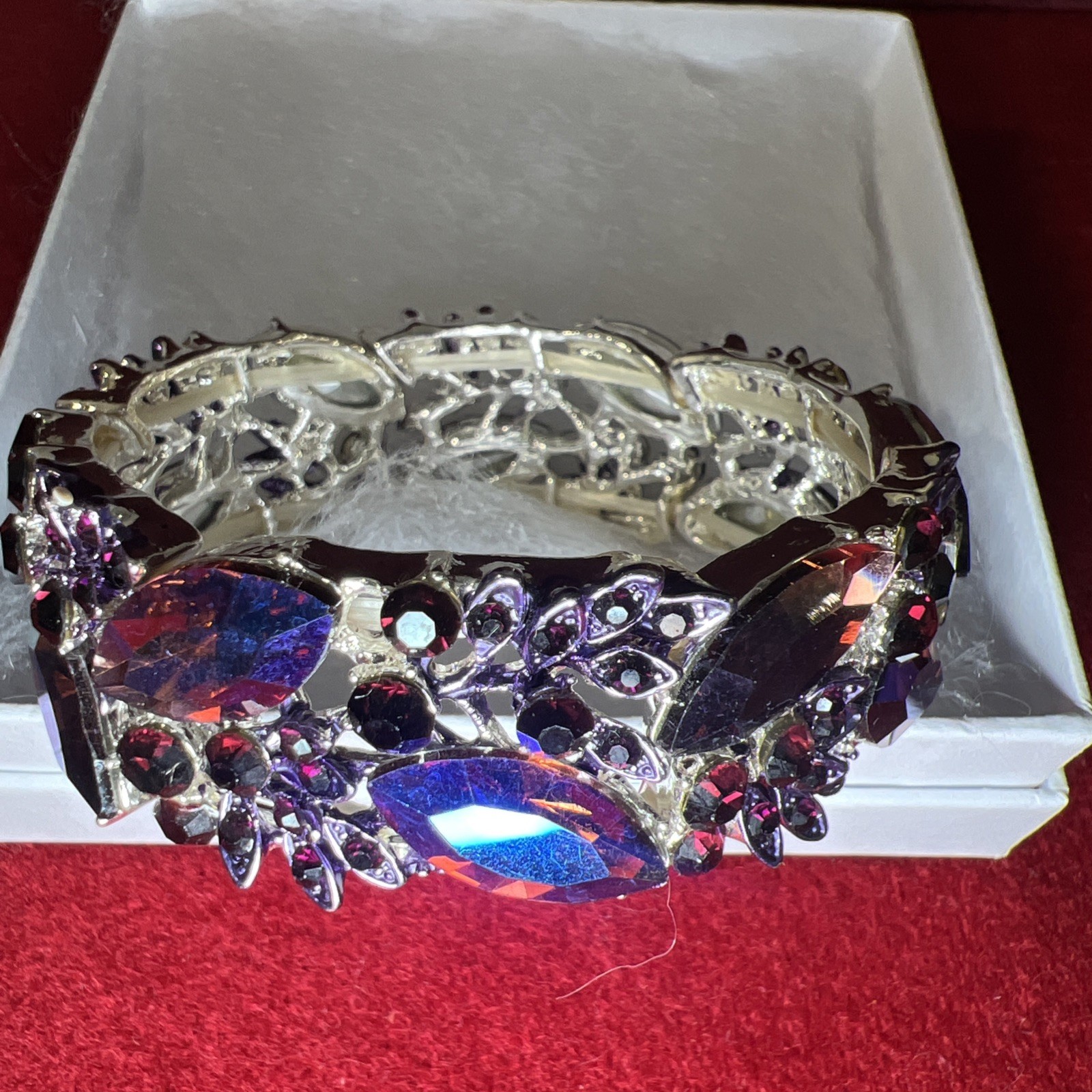 Bangle Rhinestone Bracelet Multi Colored Blue & P… - image 3