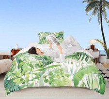 Summer Leaves Bedding Comforter Sets Full,Tropical Palm Leaves Green Plants B...