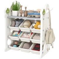 Kinderregal 4-Stufiges Spielzeugregal Mit 9 Herausnehmbaren Boxen, Ablage