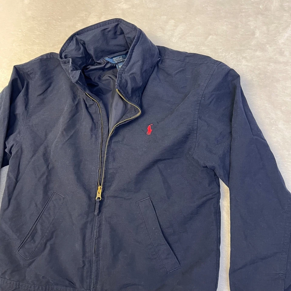 Polo Ralph Lauren Jacket Kid's S (8-10) Navy Blue Full Zip Red Logo Outerwear - Image 3 of 4